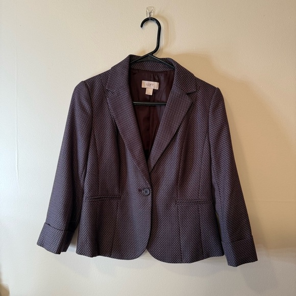 LOFT Maroon and White Blazer Tailored Suit Jacket - Picture 1 of 6